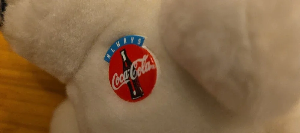 Coca Cola Cream Polar Bear Plush Toy with Red Logo